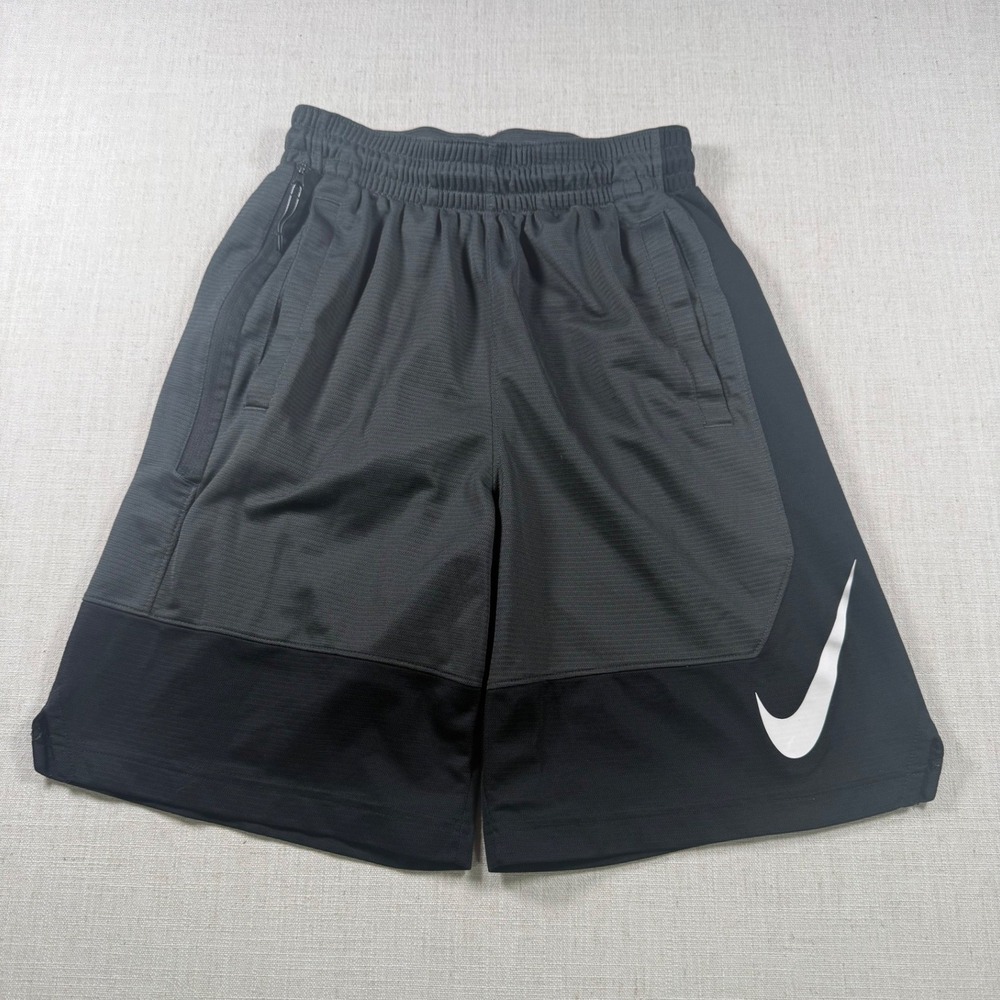 Nike Dri-FIT Mens Basketball Shorts Charcoal Black Small Zipper Pocket Snag